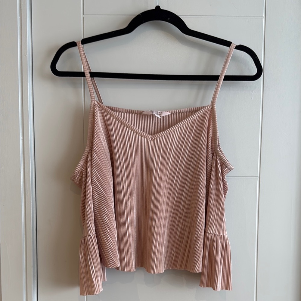 Miss Selfridge Pink Pleated Crop Camisole